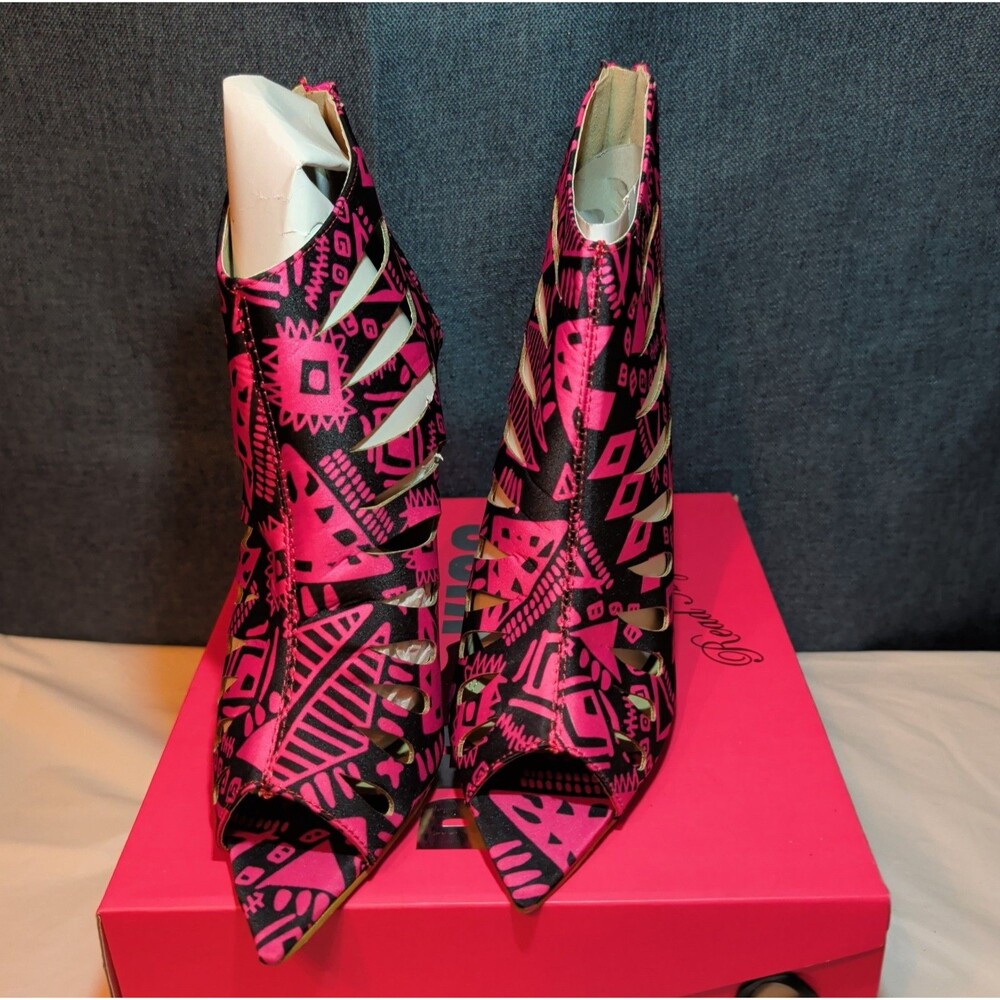 RedKiss Summerdance High Heels Size 9 Pink Black Caged Booties Stiletto Boxed - Picture 13 of 16